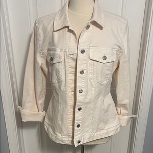 LOFT Off-White/Cream Jean Jacket women’s size large new without tag layering